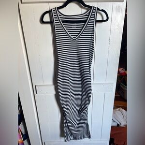 A New Day Women’s Ruched Dress Medium Navy/White Stripes